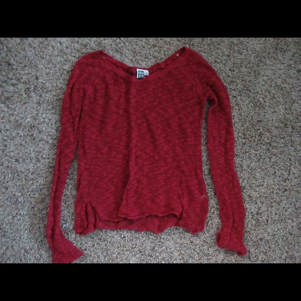 Distressed brick red sweater